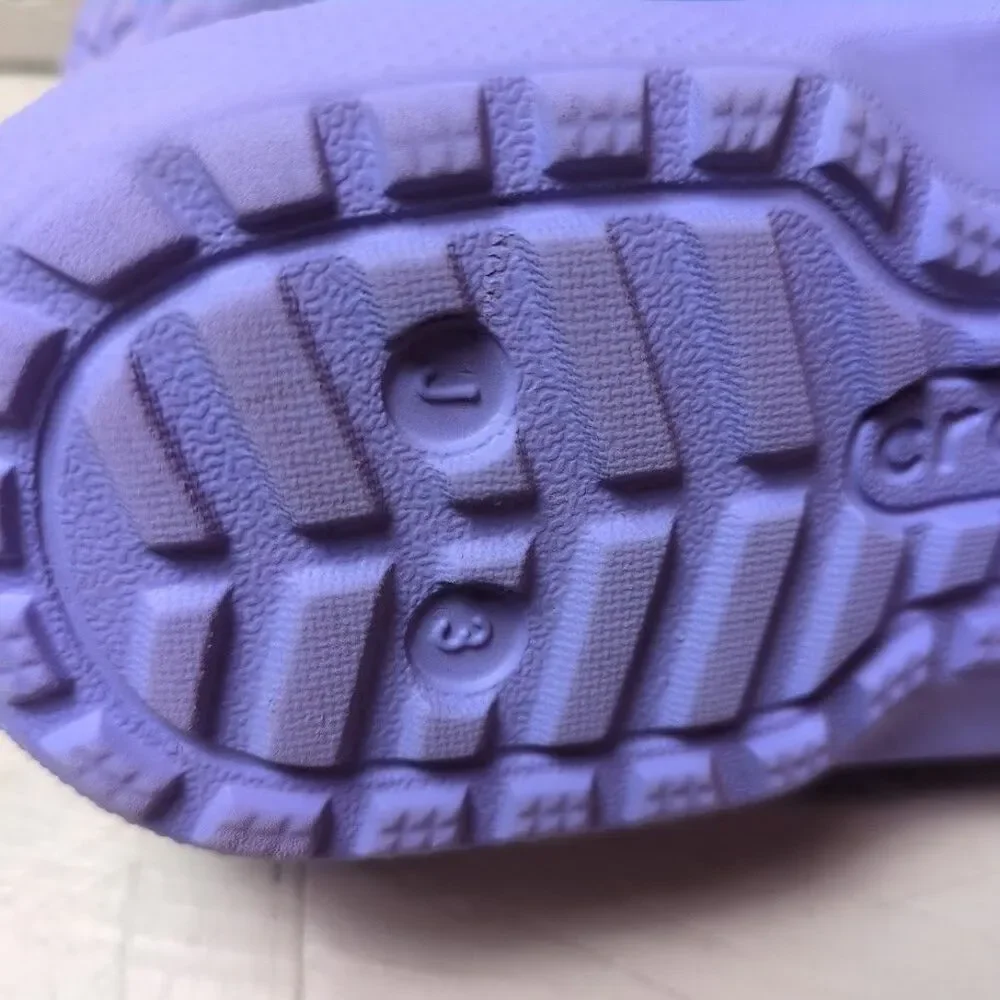 Crocs Classic Lined Clogs Youth Sz J 3 Purple Gray Rubber Slip On Shoes